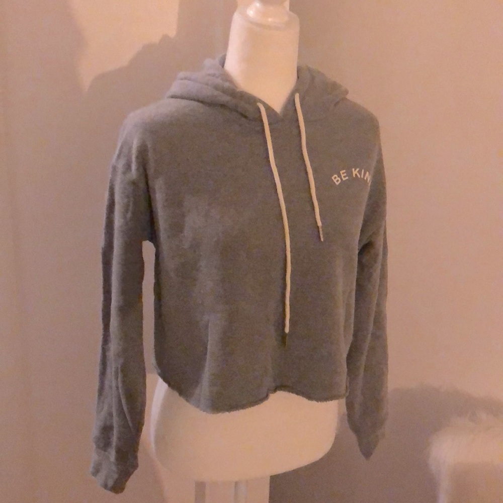 Preowned crop hoodie with “BE KIND” on front top left